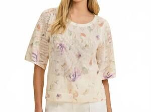NEW FDJ women's elbow sleeve crewneck sweater in floral